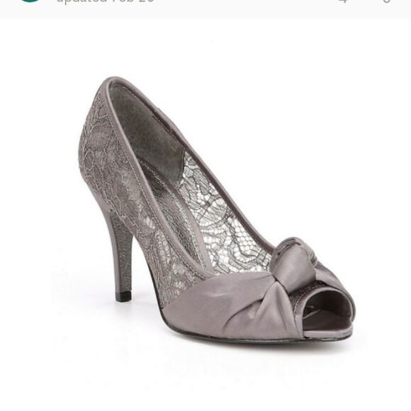 Adrianna Papell Francesca Peep Toe Pumps Steel Gray Lace Satin Knot size 8 - Picture 2 of 13